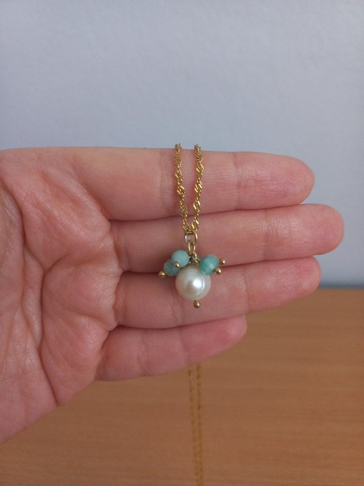 Osmanlı Doğal Taş İnci Amazonit Doğal Taş Kolye - Görsel 2