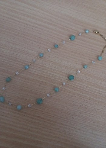 Amorf Yeşil Taşlı Çelik Kolye - Görsel 7