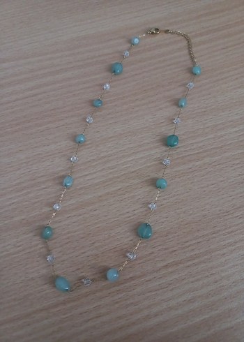 Amorf Yeşil Taşlı Çelik Kolye - Görsel 9