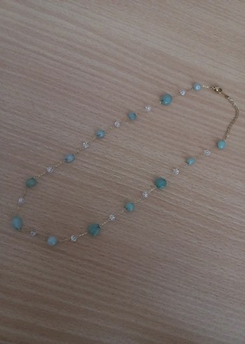 Amorf Yeşil Taşlı Çelik Kolye - Görsel 6