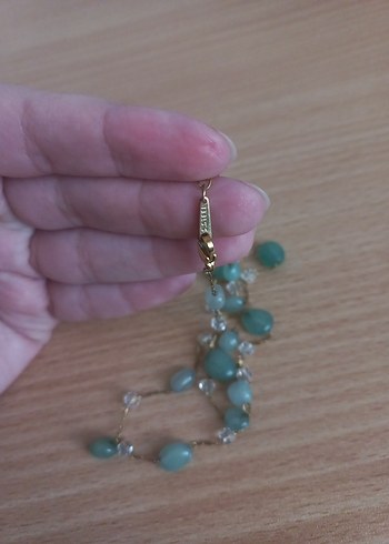 Amorf Yeşil Taşlı Çelik Kolye - Görsel 4