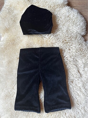 0-3 Ay, 15 cm Beden Kadife pantolon ve bone
