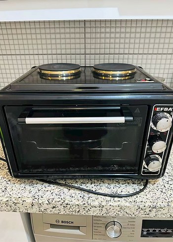 Siyah Mini Fırın ve Ocak Seti