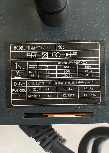 RSS MMA-777 Kaynak Makinesi 8.4KVA - Görsel 6