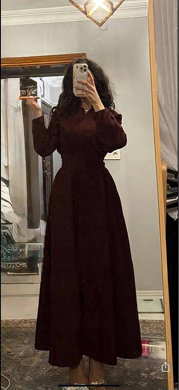 s Beden bordo Renk Fahhar kuşaklı elbise