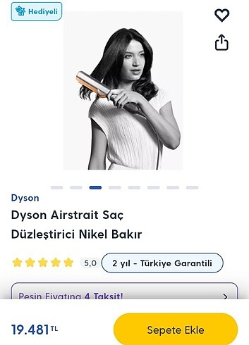 Dyson Airstrait saç düzleştirici nikel bakır 