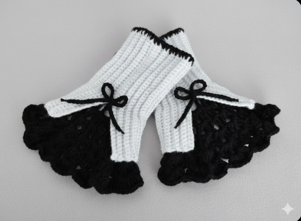 Gri Örgü vintage Kadın Eldiven - Görsel 2