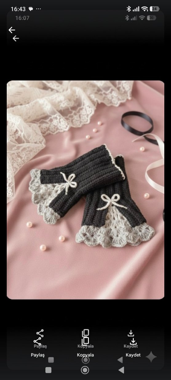 Gri Örgü Goth Kadın Eldiveni - Görsel 3