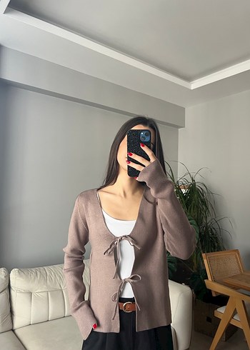 V Yaka Bej Örme Salaş Kazak - Görsel 3