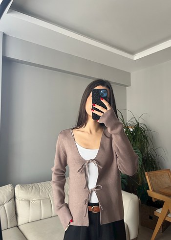 V Yaka Bej Örme Salaş Kazak - Görsel 2