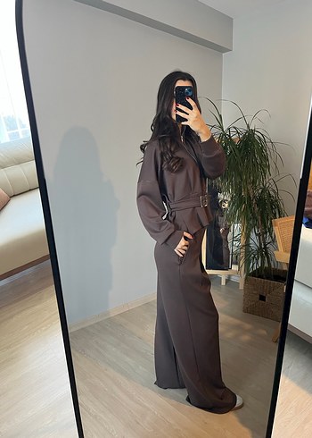 Kemer Detaylı Kahverengi Kadın Eşofman Takımı - Görsel 5