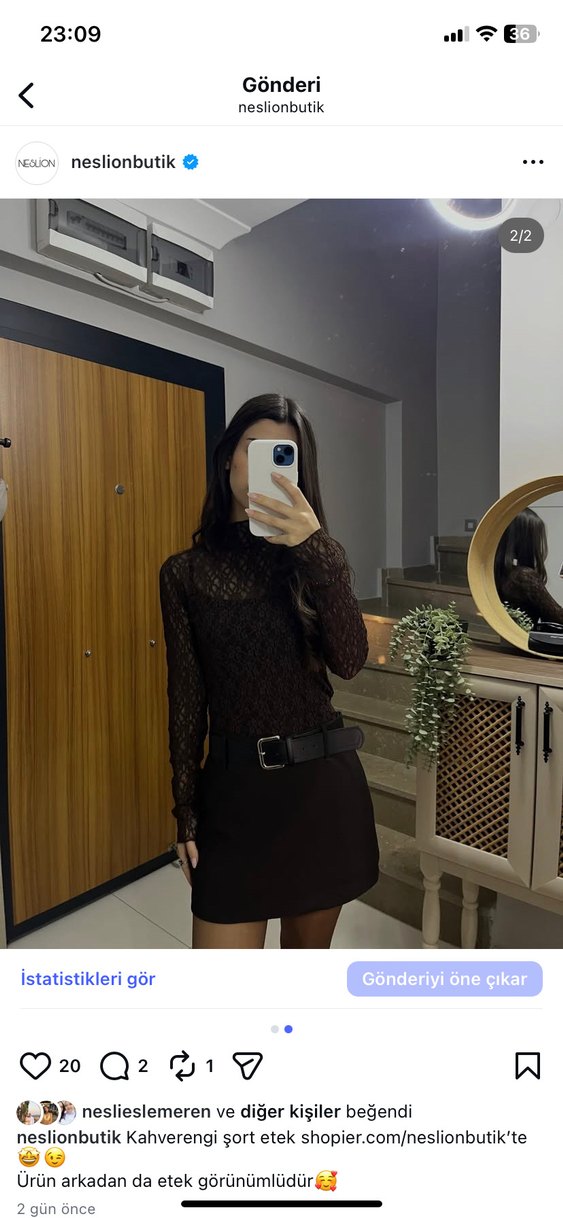 Kahverengi şort etek - Görsel 2