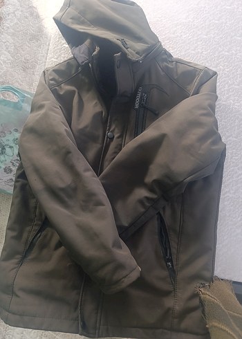 Kapüşonlu Fermuarlı Kahverengi Erkek Mont - Görsel 4