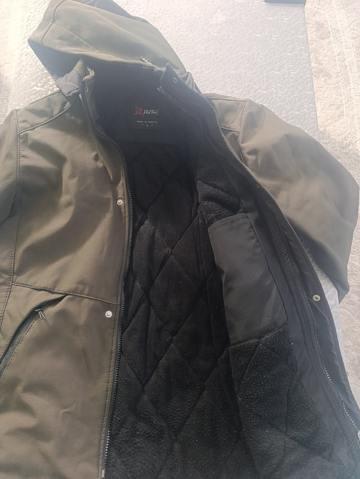 Kapüşonlu Fermuarlı Kahverengi Erkek Mont - Görsel 2