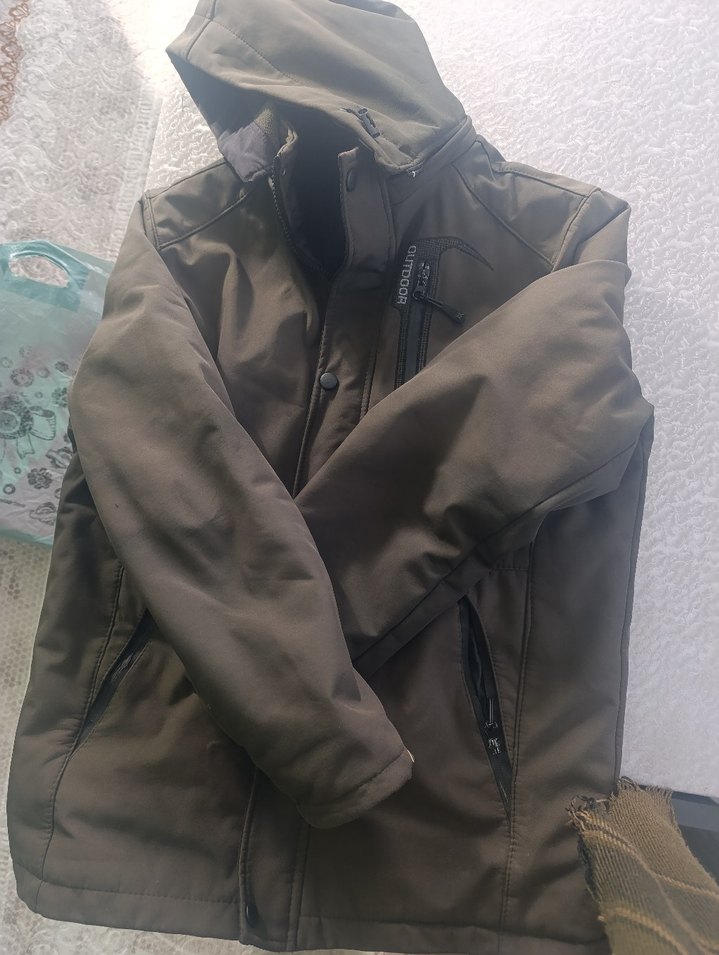 Kapüşonlu Fermuarlı Kahverengi Erkek Mont - Görsel 4