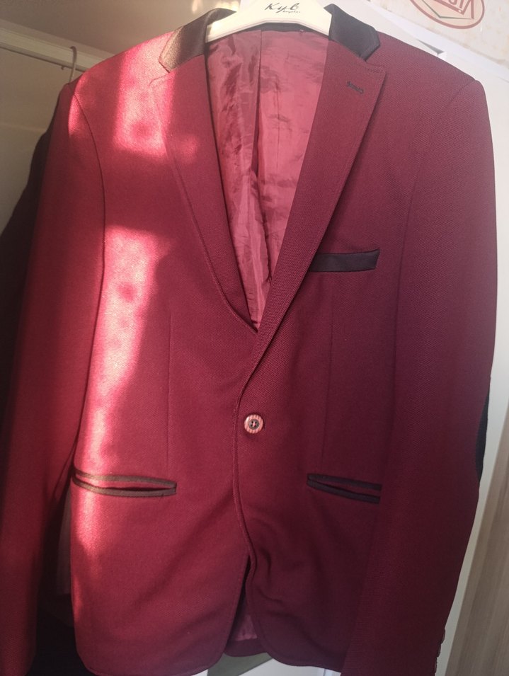 Bordo Erkek Düğmeli Ceket - Görsel 2