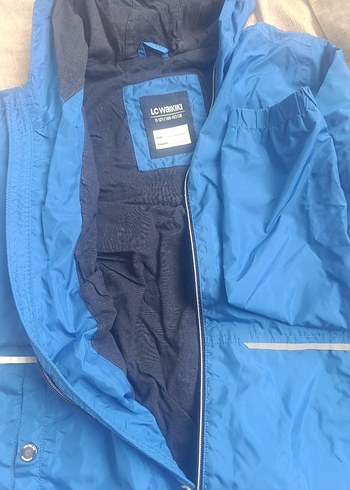 Erkek Mavi Fermuarlı Kapüşonlu Yağmurluk - Görsel 3