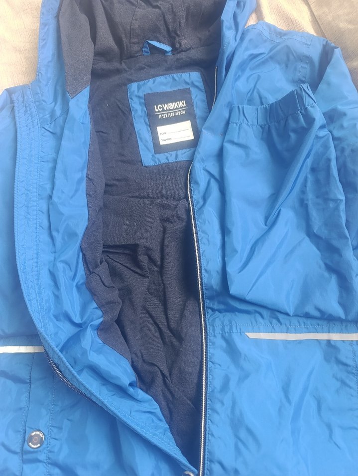 Erkek Mavi Fermuarlı Kapüşonlu Yağmurluk - Görsel 3