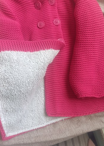 Kız Çocuk Pembe Kapüşonlu Örgü Hırka - Görsel 3
