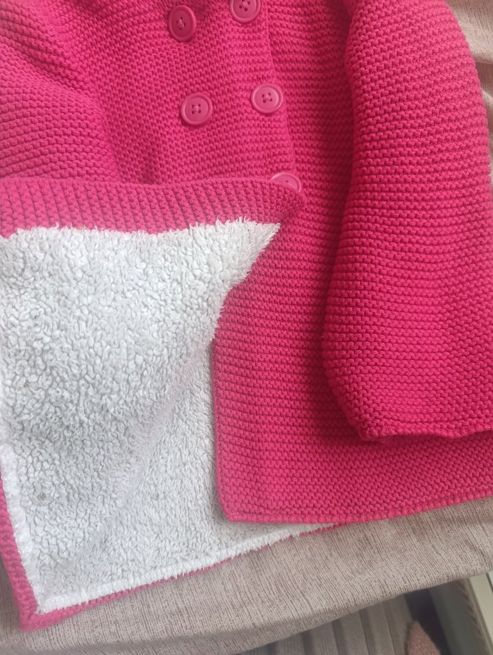 Kız Çocuk Pembe Kapüşonlu Örgü Hırka - Görsel 3