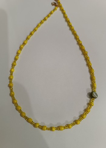 SARI BONCUKLU YEŞİL SEDEF GÖZ KOLYE - Görsel 5