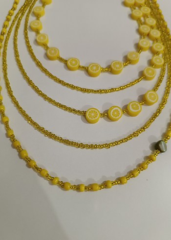 SARI BONCUKLU YEŞİL SEDEF GÖZ KOLYE - Görsel 6