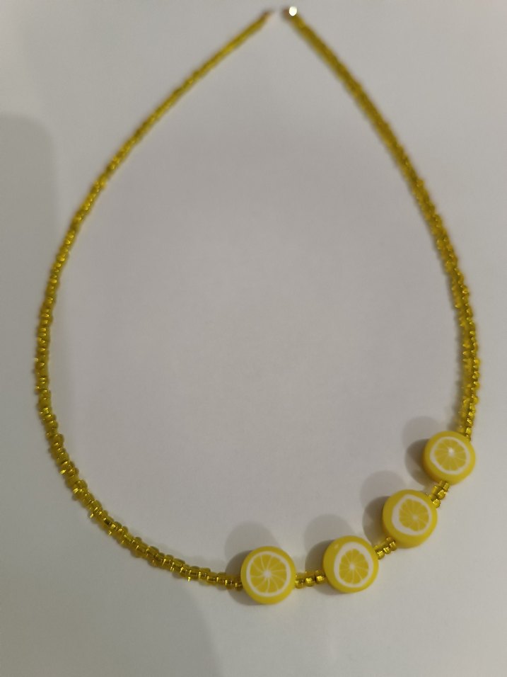 SARI LİMON FİMO BONCUKLU KOLYE - Görsel 3