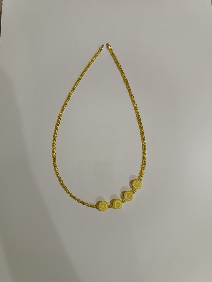SARI LİMON FİMO BONCUKLU KOLYE - Görsel 2