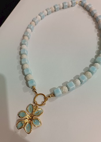 Bohem Turkuaz Boncuklu Mini Kolye - Görsel 4