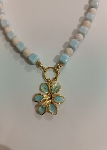 Bohem Turkuaz Boncuklu Mini Kolye - Görsel 3