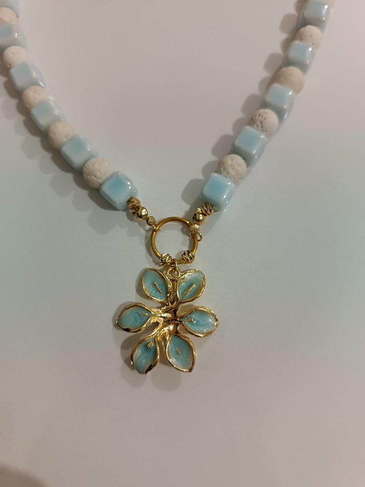 Bohem Turkuaz Boncuklu Mini Kolye - Görsel 3