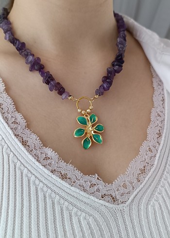 AMETİST TAŞLI KOLYE - Görsel 5