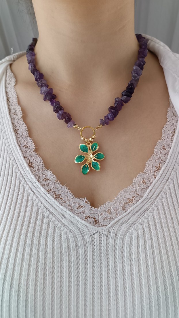 AMETİST TAŞLI KOLYE - Görsel 4