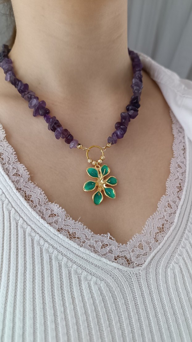 AMETİST TAŞLI KOLYE - Görsel 5