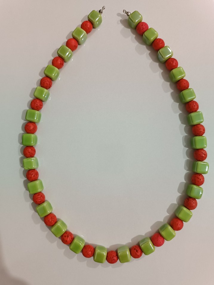 KIRMIZI LAV TAŞI KOLYE - Görsel 2