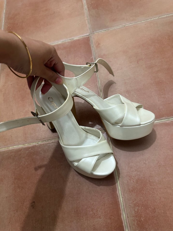 Beyaz Platform Topuklu Kadın Abiye Ayakkabı - Görsel 3