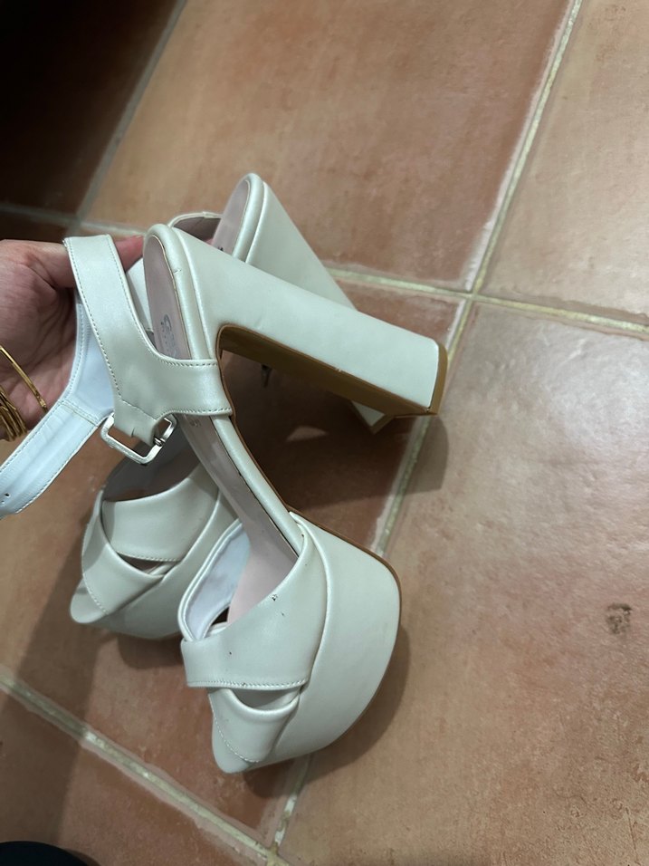 Beyaz Platform Topuklu Kadın Abiye Ayakkabı - Görsel 2