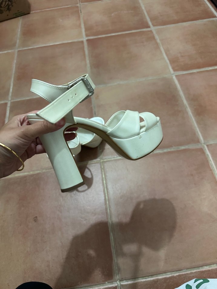 Beyaz Platform Topuklu Kadın Abiye Ayakkabı - Görsel 4