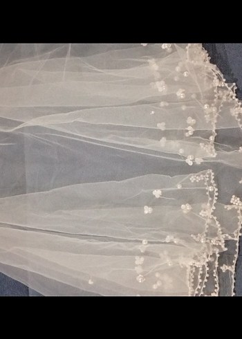 Beyaz Drapeli Vintage Gelin Duvağı - Görsel 2