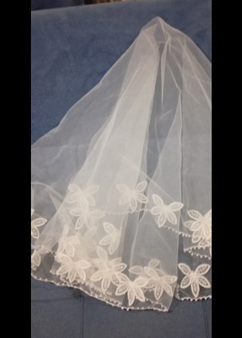 Dantel Detaylı Beyaz Vintage Gelin Duvağı - Görsel 3