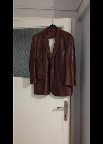 Kahverengi Deri Erkek Ceket - Görsel 3
