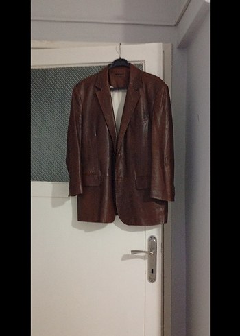 Kahverengi Deri Erkek Ceket - Görsel 4