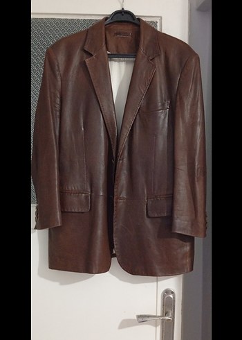 Kahverengi Deri Erkek Ceket - Görsel 2