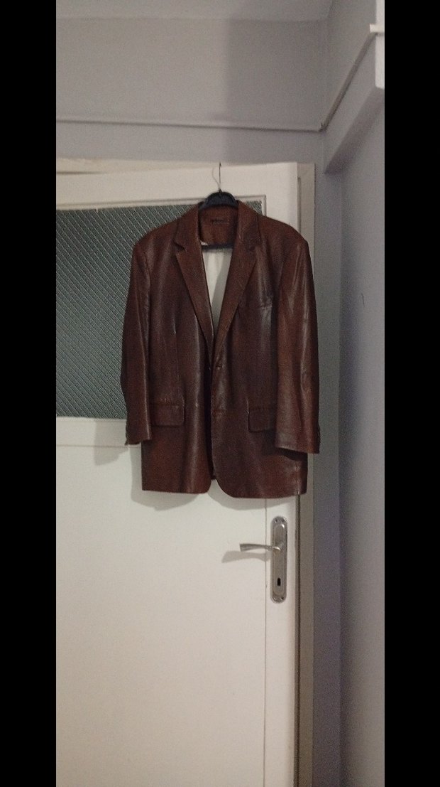 Kahverengi Deri Erkek Ceket - Görsel 4