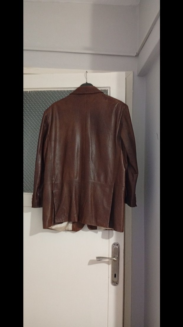 Kahverengi Deri Erkek Ceket - Görsel 5