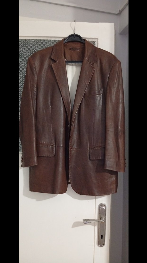 Kahverengi Deri Erkek Ceket - Görsel 2
