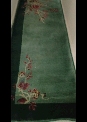 Koyu Yeşil Çiçek Desenli el dokuma Halı - Görsel 2