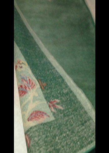 Koyu Yeşil Çiçek Desenli el dokuma Halı - Görsel 4