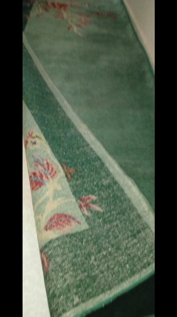 Koyu Yeşil Çiçek Desenli el dokuma Halı - Görsel 4