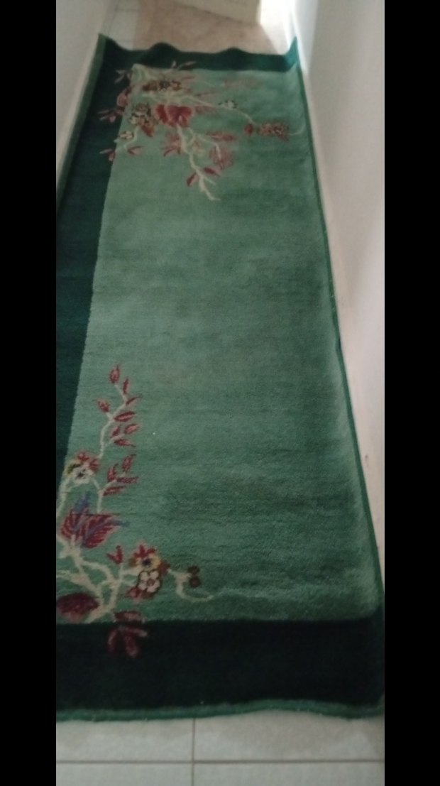 Koyu Yeşil Çiçek Desenli el dokuma Halı - Görsel 5